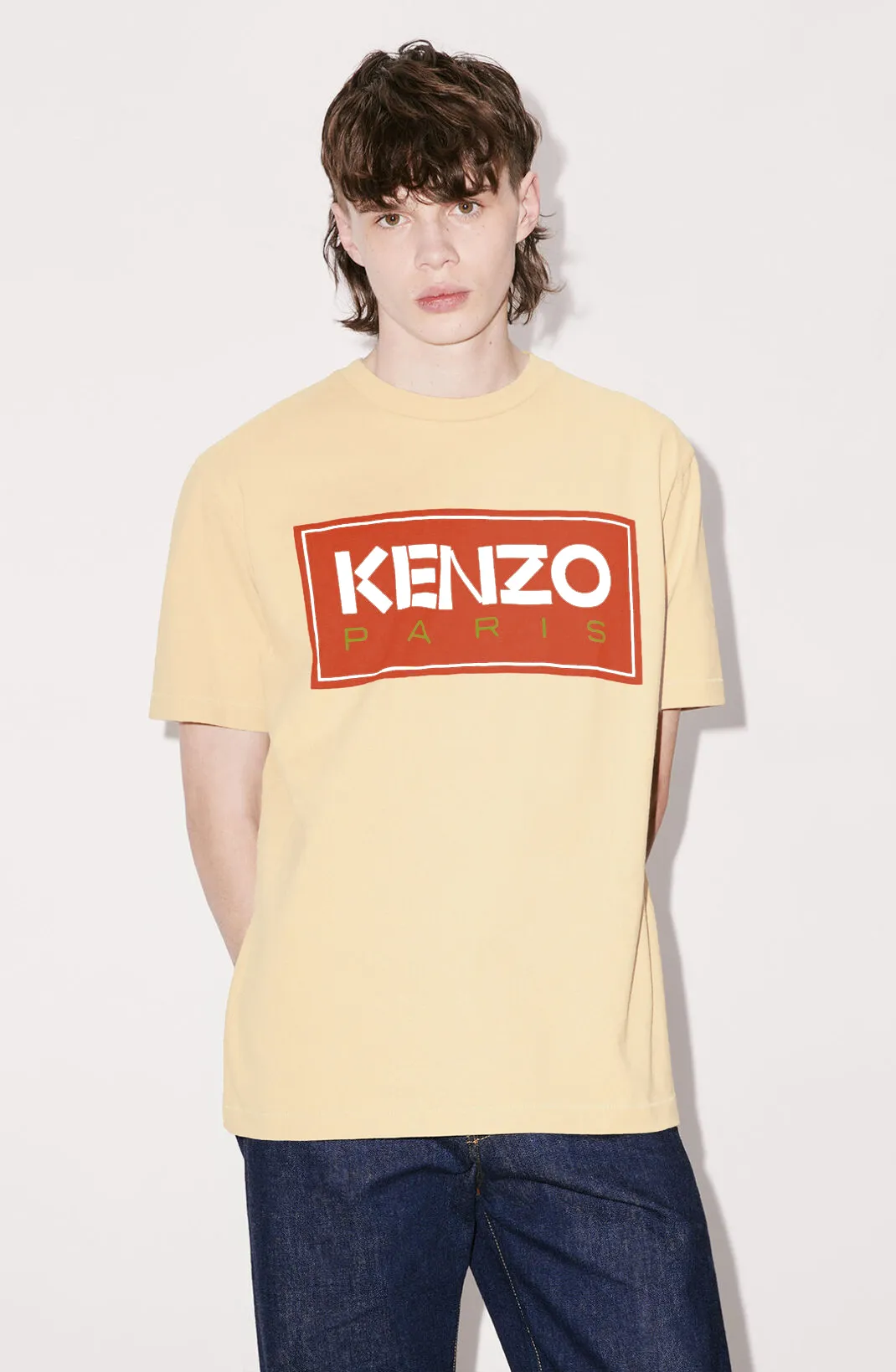 Kenzo (Kenzo) Chest Red Label KENZO PARIS T-SHIRT Color: Black White Apricot Red Size: M L XL XXL Three Standards Style Number: K 42